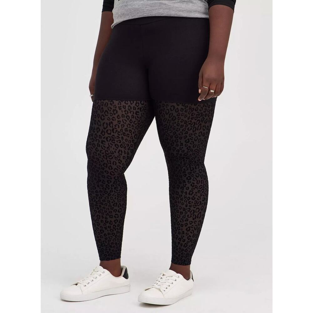 NWT Torrid Mesh Leopard Lace Flocked Premium Waist Leggings Plus Size 2X (18/20)